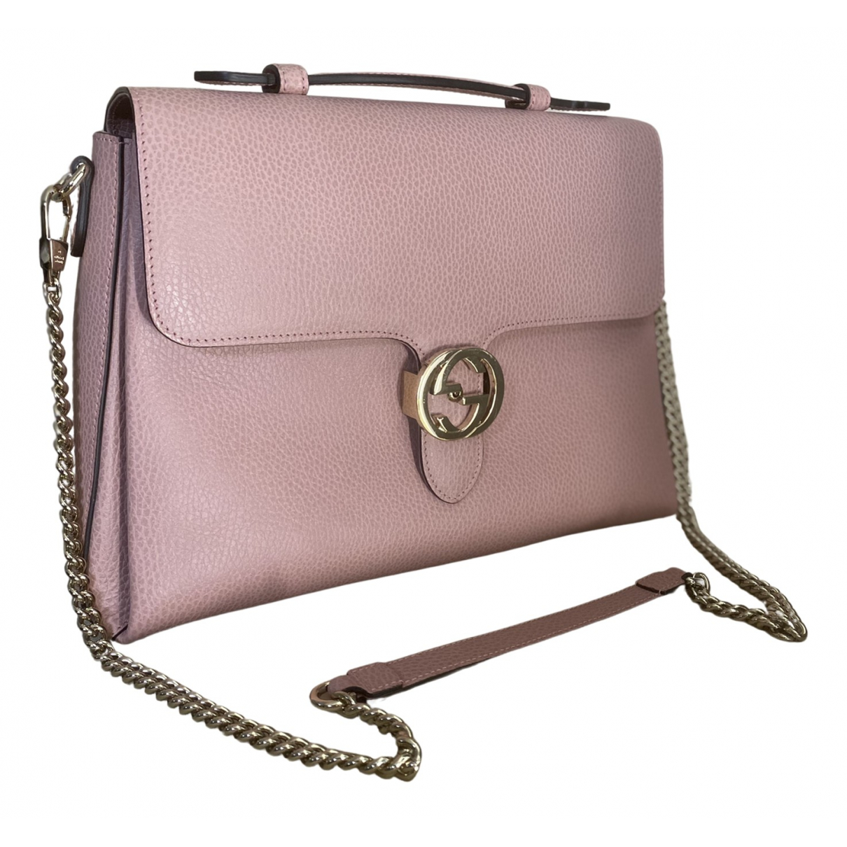 Interlocking leather handbag Gucci Pink 